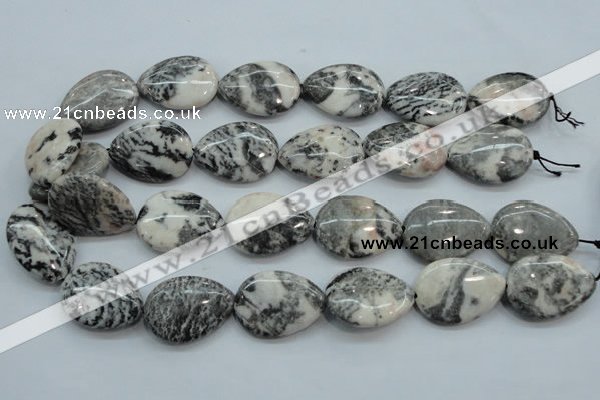 CZJ55 16 inches 22*30mm teardrop zebra jasper gemstone beads wholesale