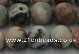 CZJ564 15.5 inches 12mm round matte pink zebra jasper beads