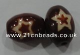 DZI36 2PCS 14*18mm oval loose Tibetan Agate Dzi Beads wholesale