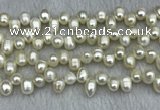 FWP340 Top-drilled 7mm - 8mm potato white freshwater pearl strands