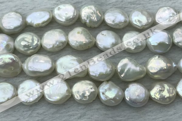FWP386 15 inches 12mm - 13mm coin freshwater pearl beads