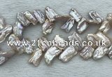 FWP414 Top-drilled 12*16mm - 13*18mm biwa freshwater pearl beads