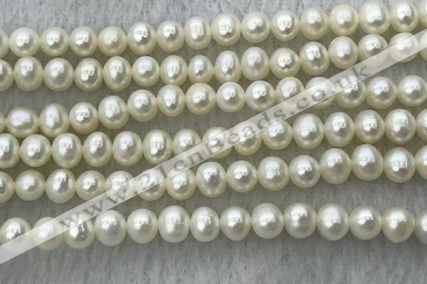 FWP46 14.5 inches 5mm - 6mm potato white freshwater pearl strands
