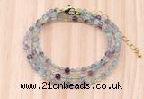 GMN7214 4mm faceted round tiny fluorite beaded necklace jewelry
