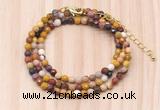 GMN7233 4mm faceted round tiny mookaite jasper beaded necklace jewelry