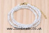 GMN7251 4mm faceted round tiny white moonstone beaded necklace jewelry