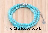 GMN7269 4mm faceted round amazonite beaded necklace jewelry
