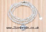 GMN7452 4mm faceted round tiny white moonstone beaded necklace with constellation charm
