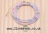 GMN7457 4mm faceted round tiny morganite beaded necklace with constellation charm