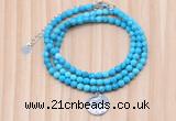 GMN7463 4mm faceted round turquoise beaded necklace with constellation charm