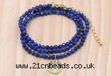 GMN7471 4mm faceted round lapis lazuli beaded necklace with constellation charm