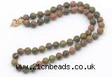 GMN7604 18 - 36 inches 8mm, 10mm matte unakite beaded necklaces
