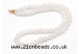 GMN7707 18 - 36 inches 8mm, 10mm round white jade beaded necklaces