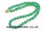 GMN7760 18 - 36 inches 8mm, 10mm round green agate beaded necklaces