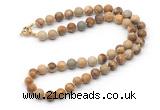 GMN7776 18 - 36 inches 8mm, 10mm round picture jasper beaded necklaces