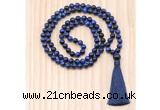 GMN8810 Hand-Knotted 8mm, 10mm Blue Tiger Eye 108 Beads Mala Necklace