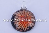 LP45 13*32*43mm flat round inner flower lampwork glass pendants