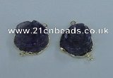NGC289 23*25mm - 26*28mm carved flower agate gemstone connectors