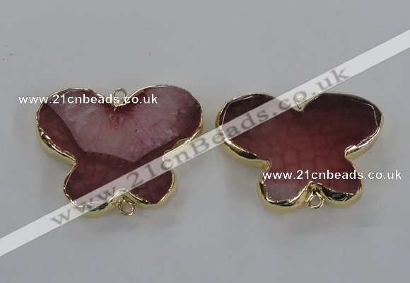 NGC317 30*38mm butterfly agate gemstone connectors wholesale