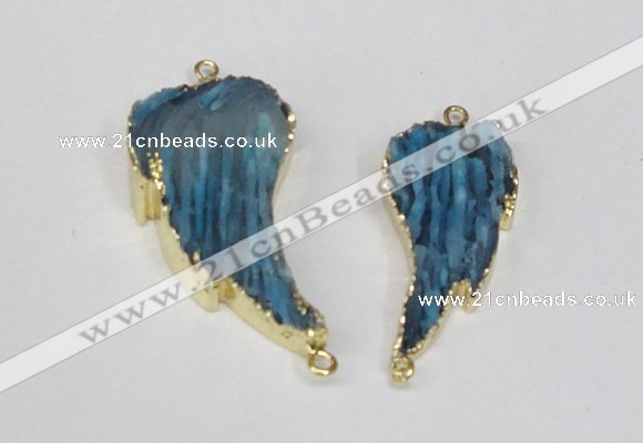 NGC328 18*40mm - 22*45mm wing-shaped agate gemstone connectors