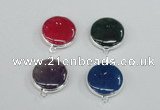 NGC384 18mm flat round agate gemstone connectors wholesale