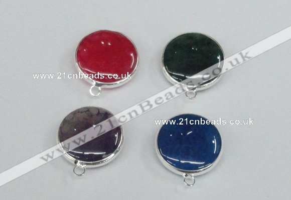 NGC384 18mm flat round agate gemstone connectors wholesale