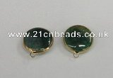 NGC394 18mm flat round agate gemstone connectors wholesale
