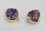 NGC419 20mm coin druzy amethyst gemstone connectors wholesale