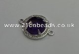 NGC5019 20mm flat round amethyst with rhinestone connectors