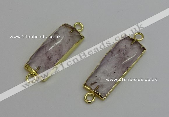 NGC5076 12*30mm - 15*35mm faceted rectangle light amethyst connectors