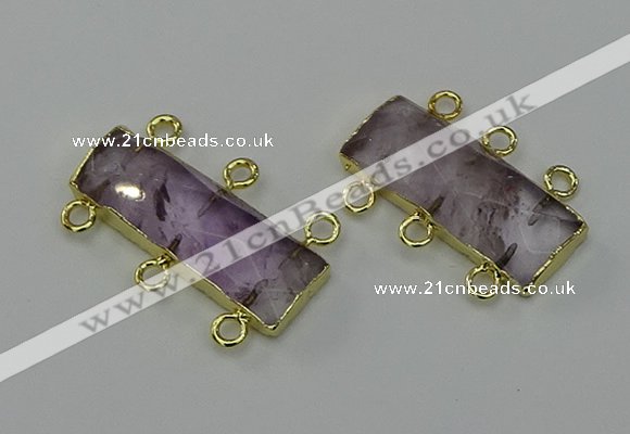 NGC5352 12*30mm - 15*30mm faceted rectangle light amethyst connectors
