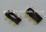 NGC5367 12*30mm - 15*30mm faceted rectangle amethyst connectors