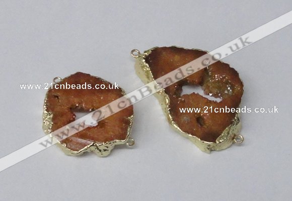 NGC537 25*35mm - 35*45mm plated druzy agate gemstone connectors