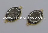 NGC5480 18*25mm oval plated druzy agate gemstone connectors