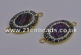 NGC5483 18*25mm oval plated druzy agate gemstone connectors