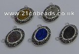 NGC5498 18*25mm oval plated druzy agate gemstone connectors