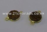 NGC5595 15mm - 16mm coin plated druzy agate connectors wholesale