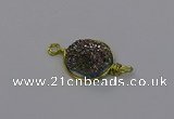 NGC5608 15mm - 16mm coin plated druzy quartz connectors wholesale