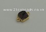 NGC5792 10*10mm square plated druzy agate connectors wholesale