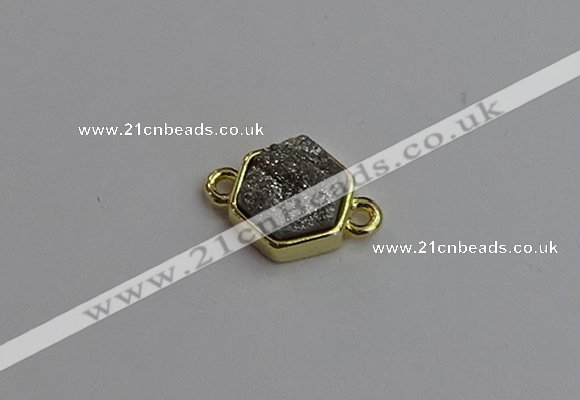 NGC5850 12*12mm hexagon plated druzy agate connectors wholesale