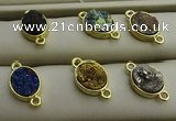 NGC6001 10*14mm oval plated druzy agate connectors wholesale