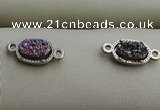 NGC6012 5*8mm oval plated druzy agate connectors wholesale
