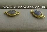 NGC6019 5*8mm oval plated druzy agate connectors wholesale