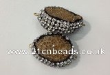 NGC636 20*28mm - 25*30mm freeform plated druzy agate connectors
