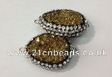 NGC637 20*28mm - 25*30mm freeform plated druzy agate connectors
