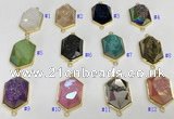 NGC7006 18*25mm faceted hexagon plated druzy agate connectors