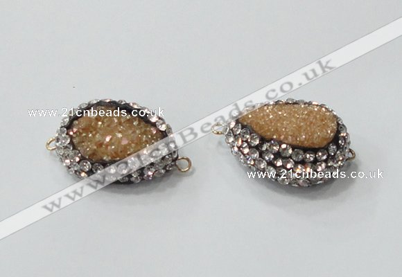 NGC731 16*22mm - 18*25mm freeform plated druzy agate connectors