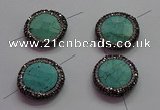 NGC7531 24mm faceted coin turquoise connectors wholesale