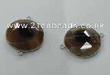NGC82 31mm flat round agate gemstone connectors wholesale