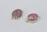 NGC860 15*20mm oval druzy agate gemstone connectors wholesale